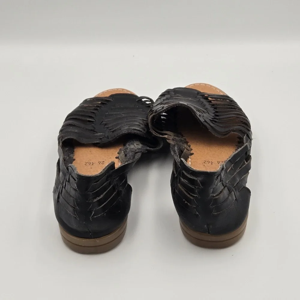 Artesanias Raguer Womens Mexican woven Leather Sandal Size 9.5 (26) Shoes  Black